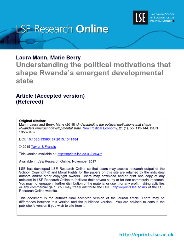 Mann - Understanding Political Motivation - 2017 | PDF | Rwanda | Hutu