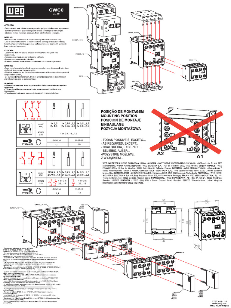 WEG CWC0 Installation Instructions 0757.4681 en Es PT de | PDF