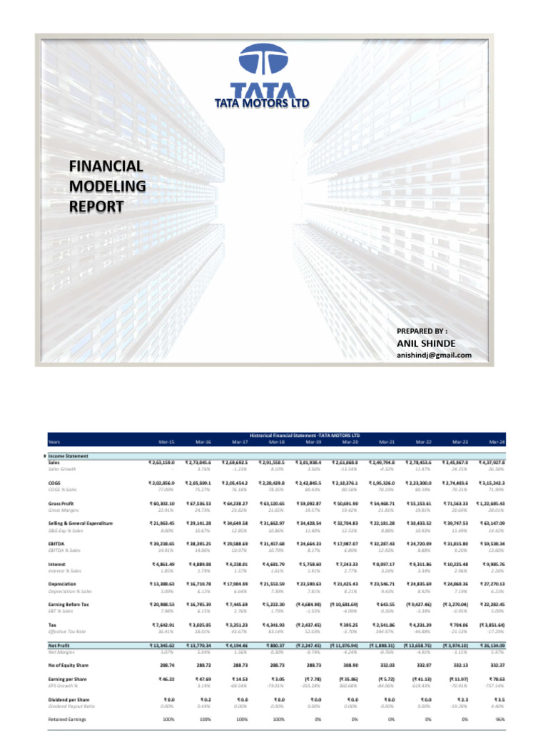 Financial Modeling: Tata Motors LTD | PDF | Beta (Finance) | Errors And ...