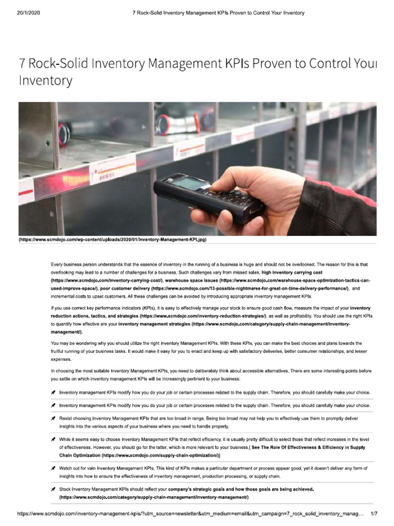 7 KPI For Inventory Control 2020 | PDF