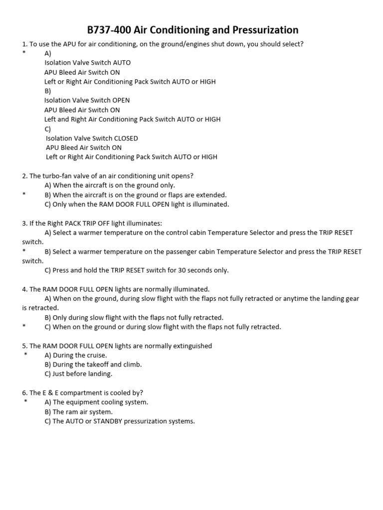 B737-400 Air Conditioning Guide | PDF | Switch | Aviation