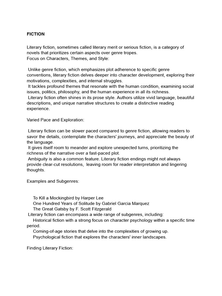 Understanding Literary Fiction | PDF | Play (Theatre) | Narrative