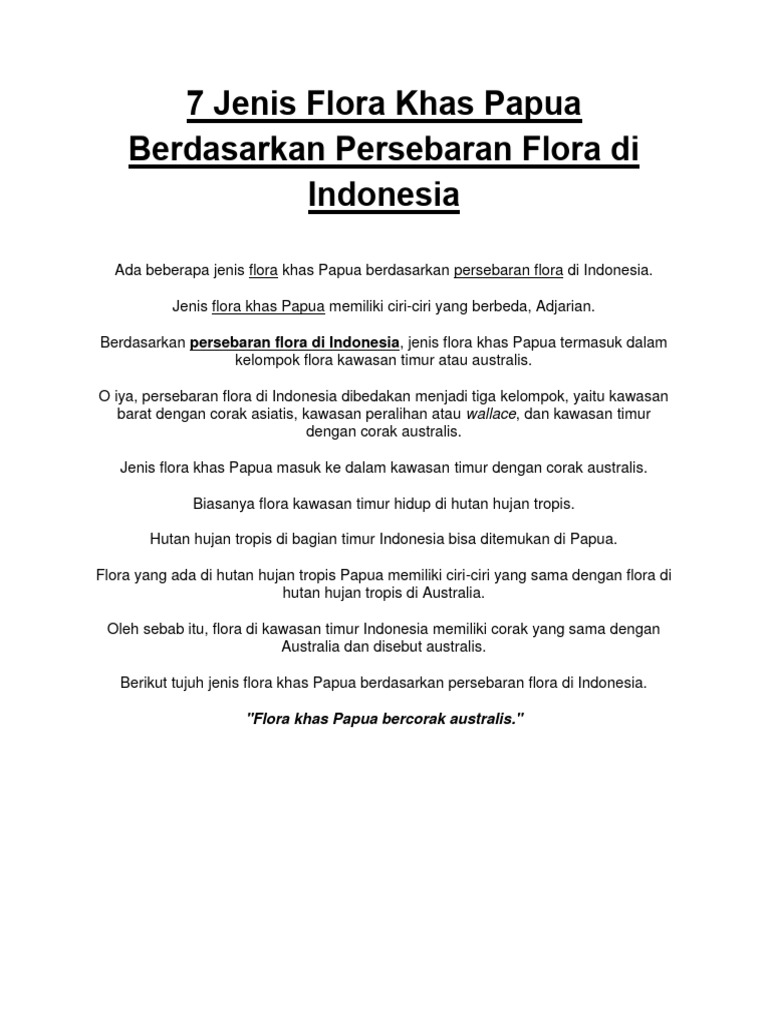 7 Jenis Flora Khas Papua | PDF | Sains & Matematika