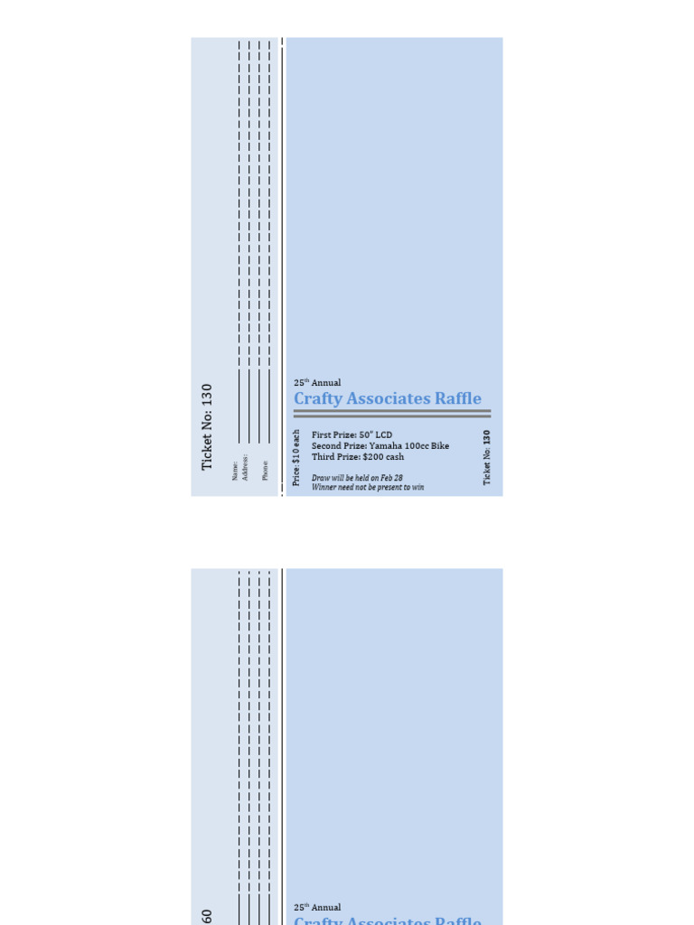 Blank Editable Raffle Ticket Template | PDF