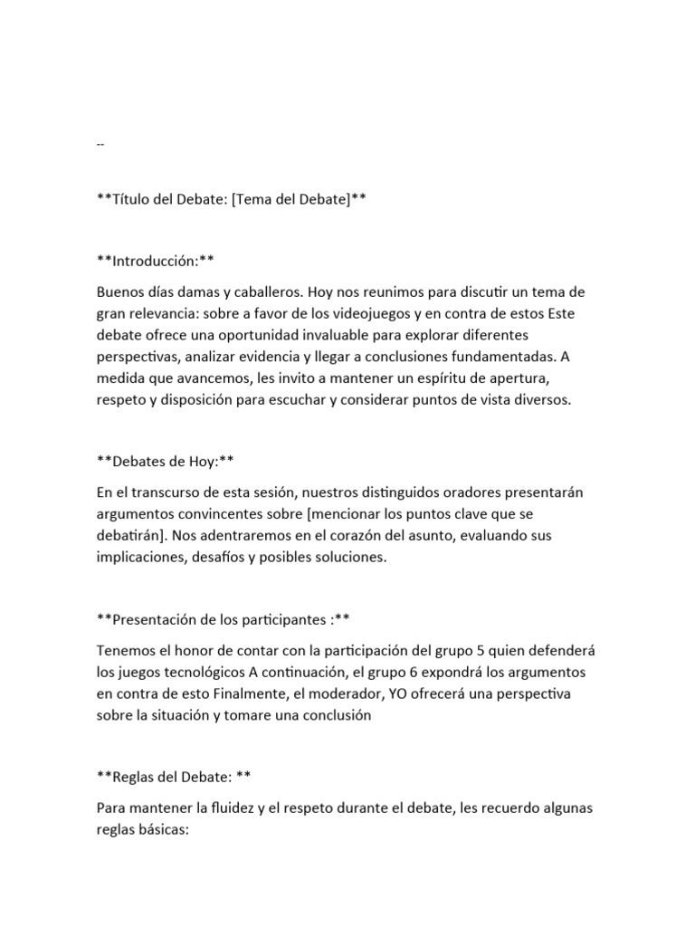 Debate sobre Videojuegos: Pros y Contras | PDF