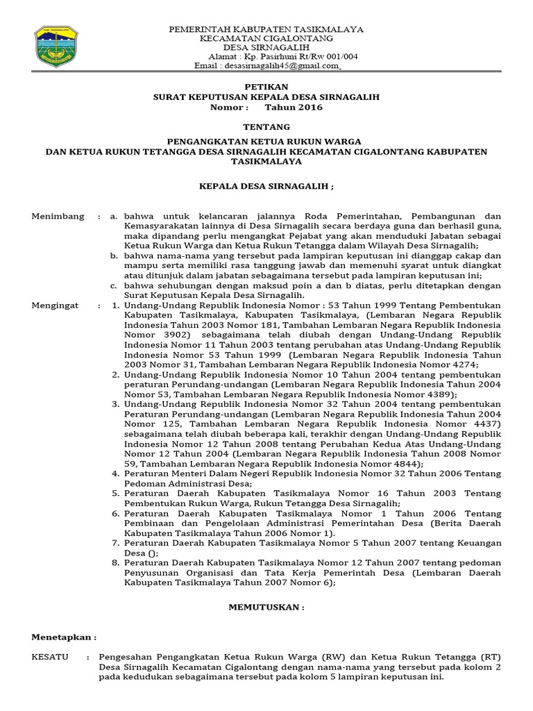 SK RT RW | PDF