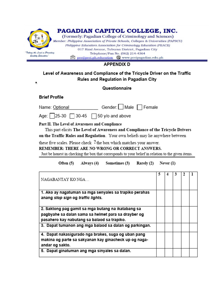 B7 GRP 3 Survey Questionnaire | PDF