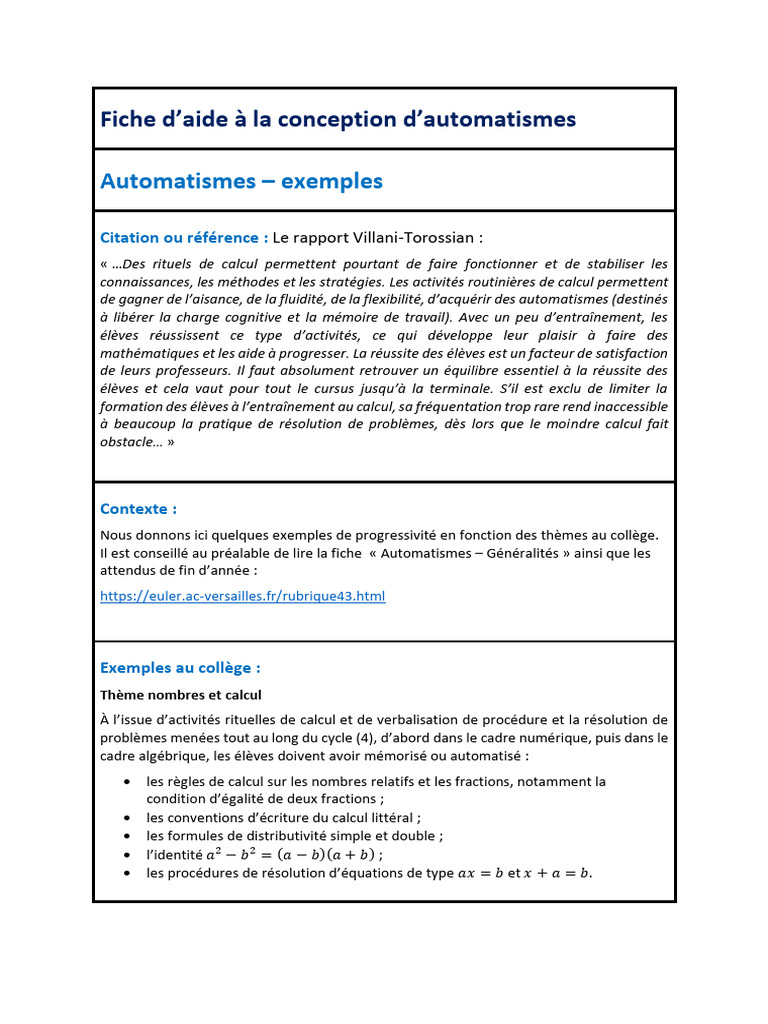 Automatismes en Maths pour le Brevet | PDF | Mathématiques