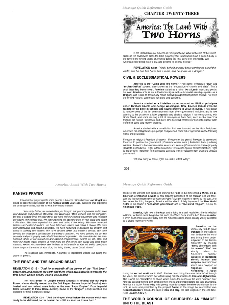 CHP 23 - Lamb With Two Horns | PDF | The Beast (Revelation) | Jesus
