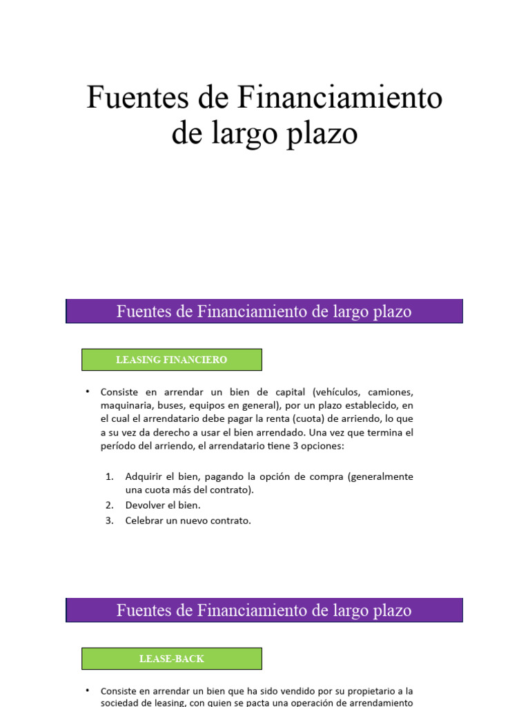 Fuentes de Financiamiento de largo plazo | PDF | Compartir (Finanzas ...