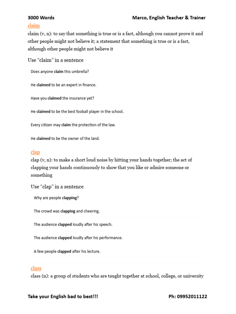 Essential English Vocabulary Guide | PDF | Foreign Language Studies