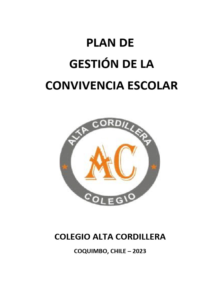 Plan de Convivencia Escolar 2023 | PDF | Inclusión (Educación) | Maestros