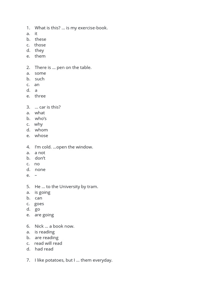 English Grammar Exercise Questions | PDF | Language Arts & Discipline