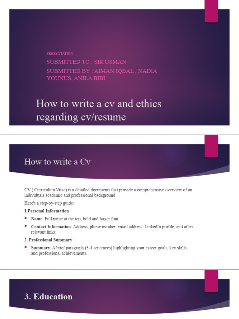 CV Writing Guide & Ethical Tips | PDF | Human Communication