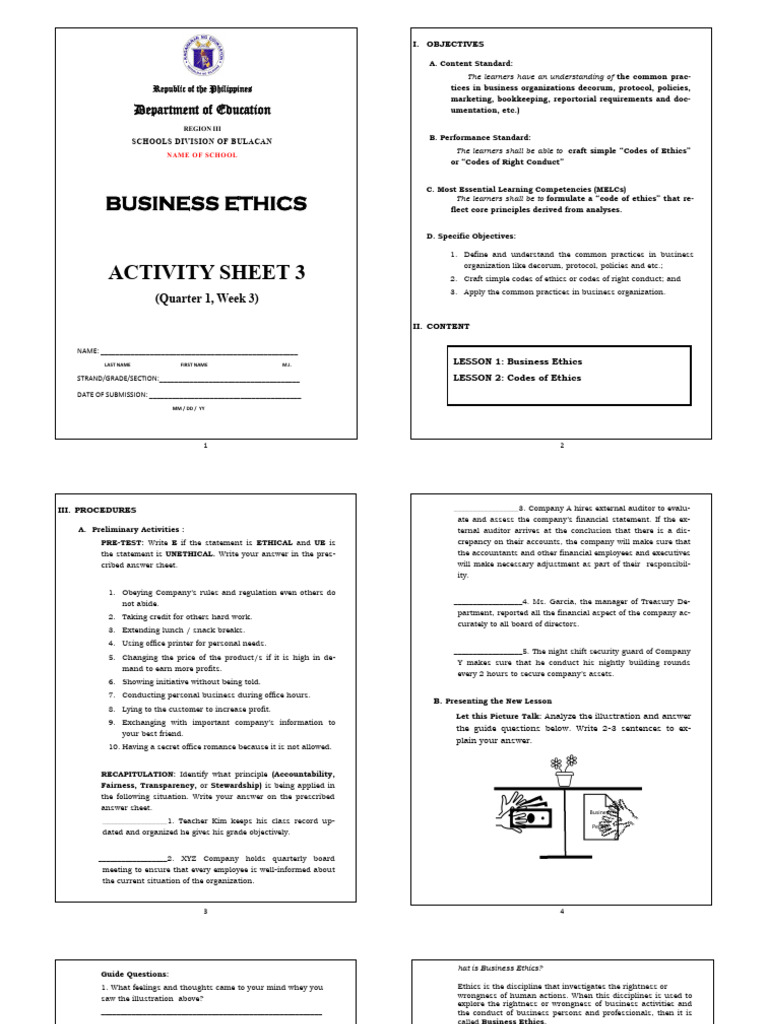 Q1 Week 3 Codes of Ethics | PDF | Business Ethics