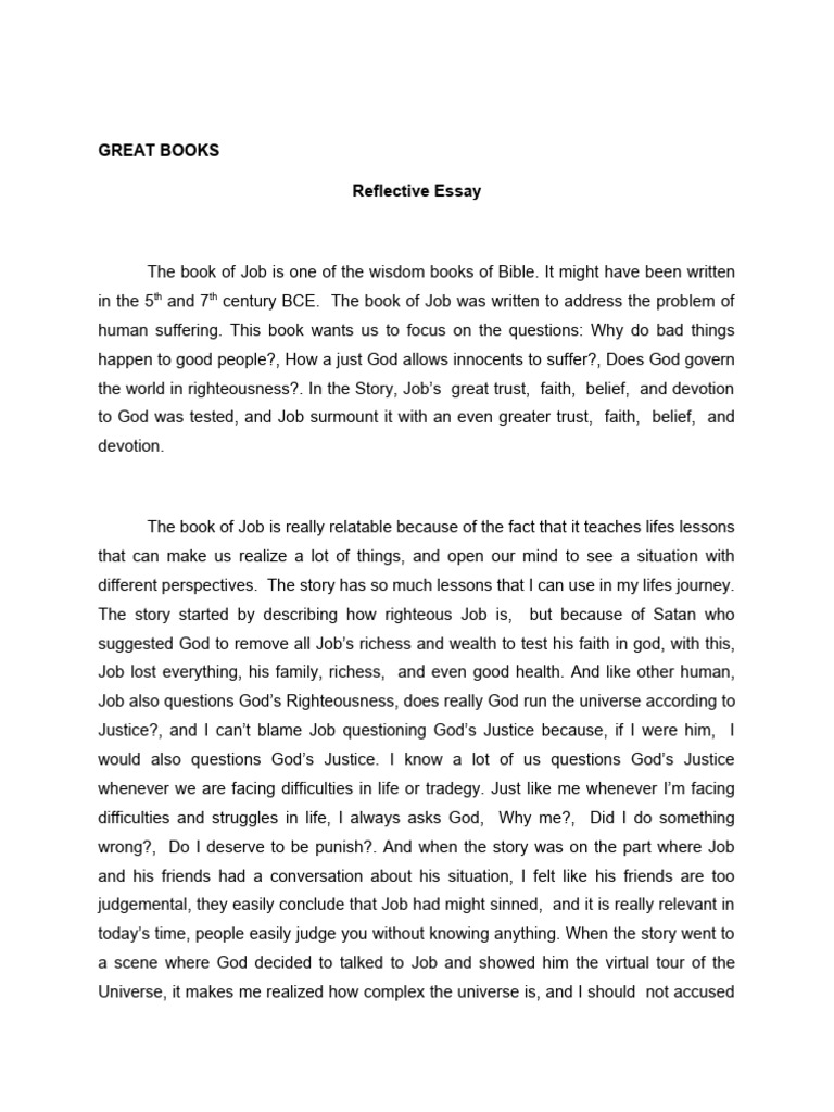 Great Books Reflective Essay: TH TH | PDF | Book Of Job | Religious ...