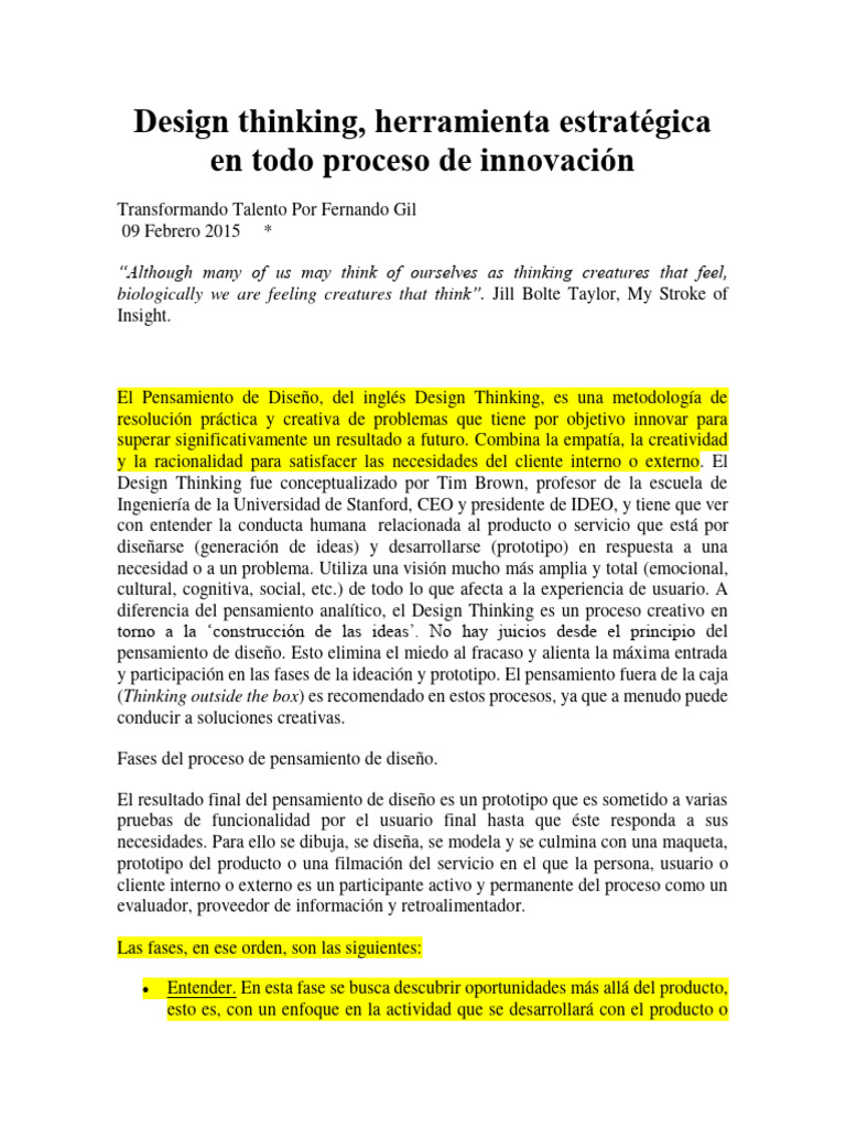 LECTURA - Design Thinking | PDF | El pensamiento de diseño | Diseño