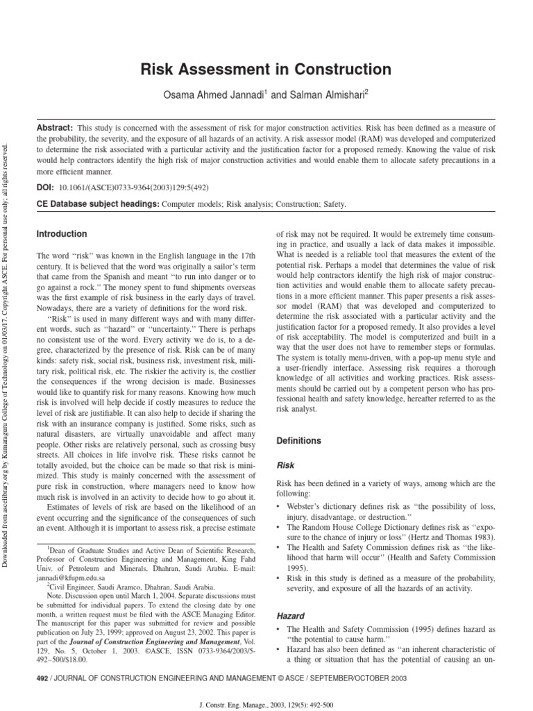 Construction Risk Assessment Model | PDF | Risk | Risk Assessment