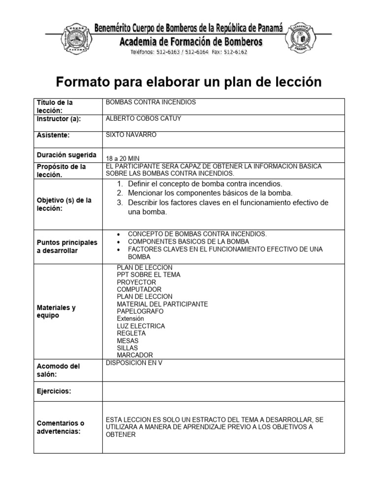 Formato para Elaborar Un Plan de Lección | PDF | Bomba