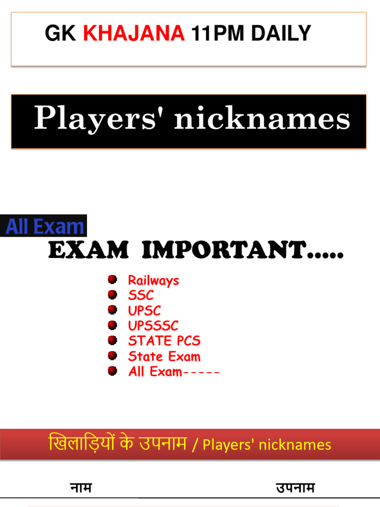Players' Nicknames | PDF
