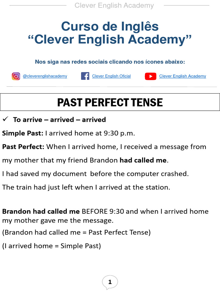 Mastering Past Perfect Tense in English | PDF | Perfect (Grammar ...