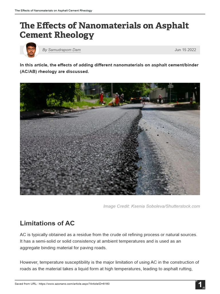 The Effects of Nanomaterials On Asphalt Cement Rheology | PDF ...