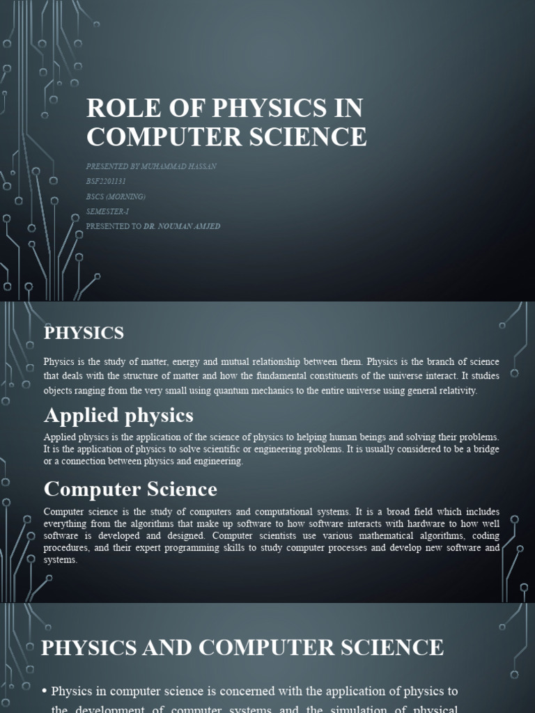 Role of physics in computer science pdf physics computer science