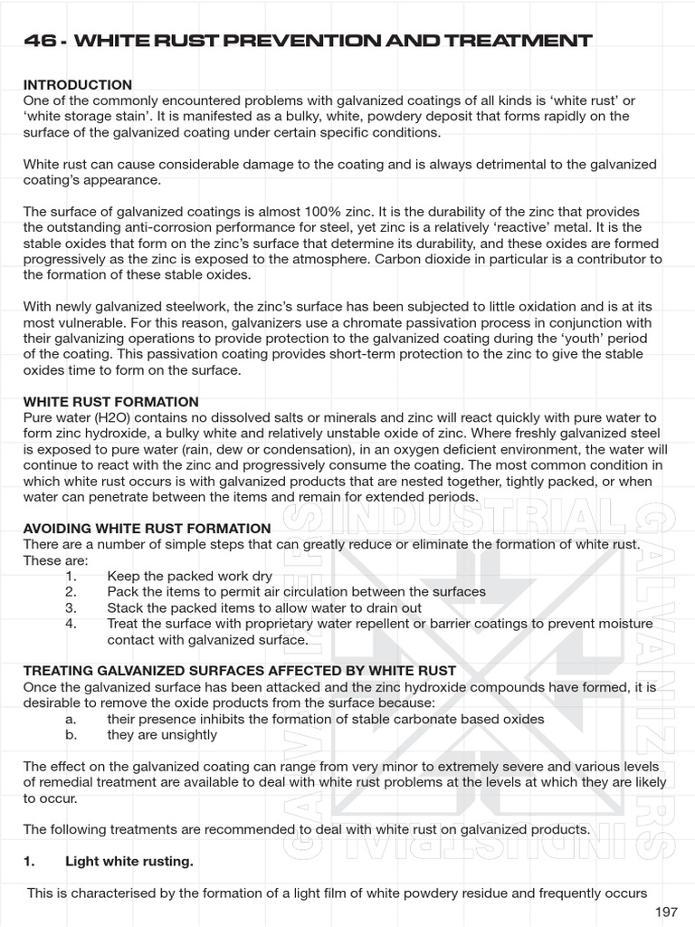 White Rust Prevention on Galvanized Steel | PDF | Rust | Galvanization