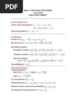 Heat and Mass Transfer Formula Sheet | PDF