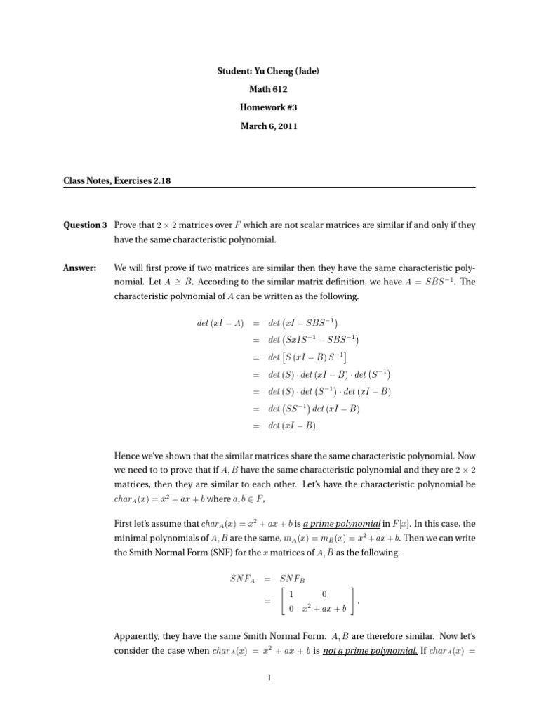 Homework 3 | PDF | Matrix (Mathematics) | Mathematical Physics