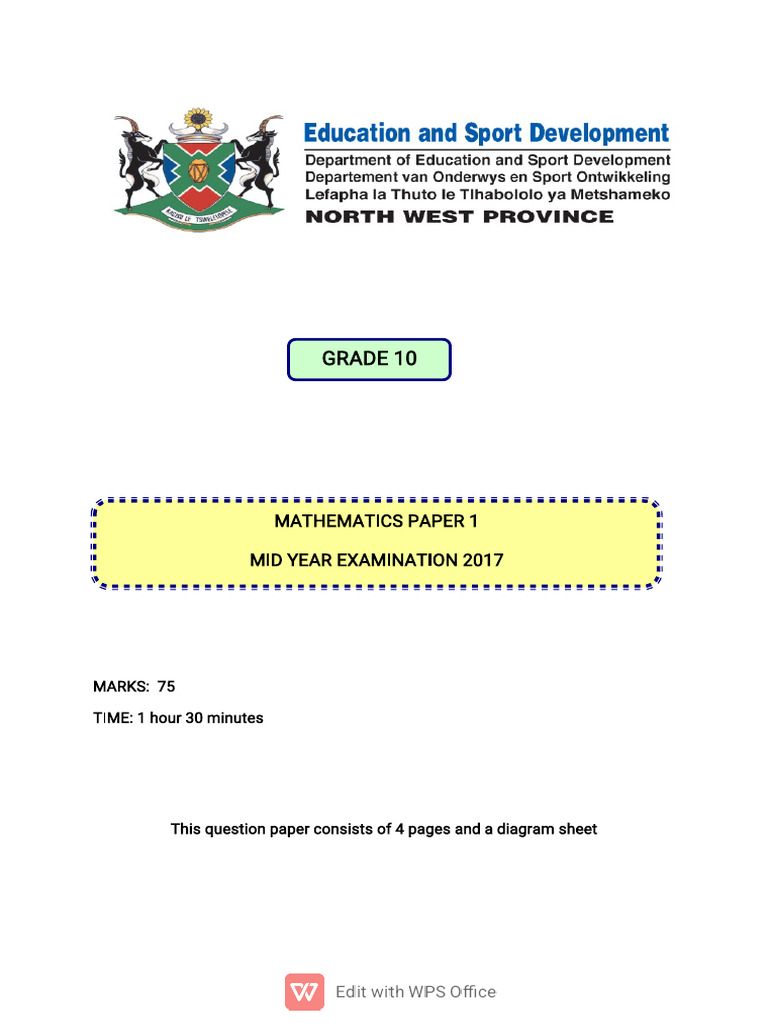 Mathematics GR 10 Paper 1 | PDF | Numbers | Mathematics