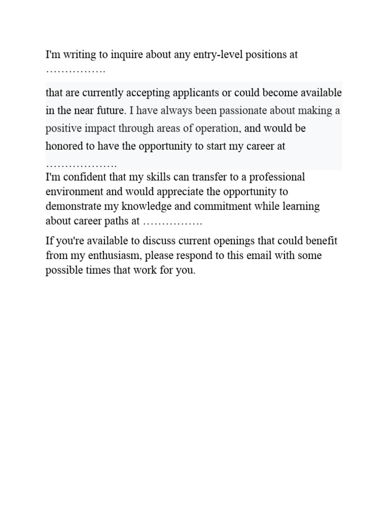 Email For Job Openings Template | PDF