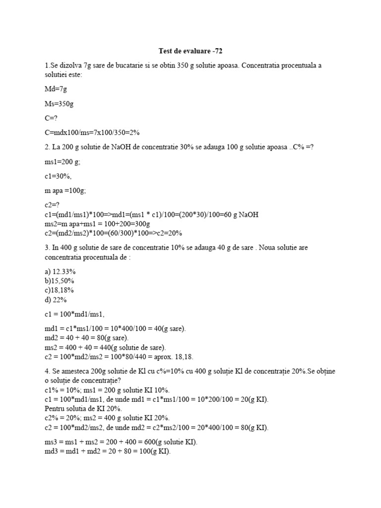 Test de Evaluare72 CL 9 | PDF