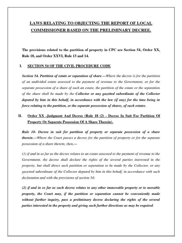Local Commissioner Report Objections | PDF | Lawsuit | Decree