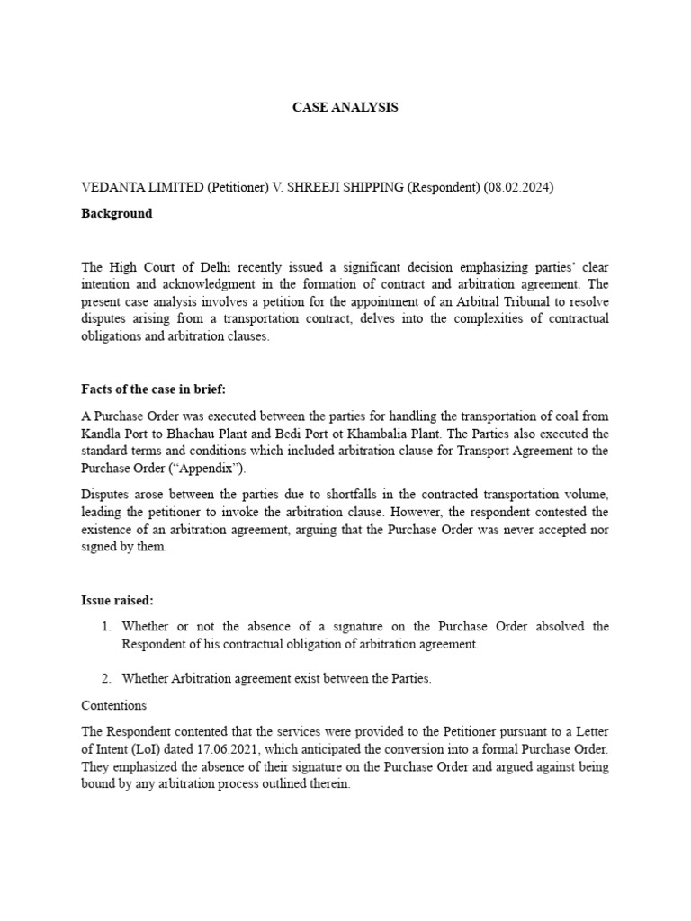 Case Analysis | PDF | Arbitration | Public Law