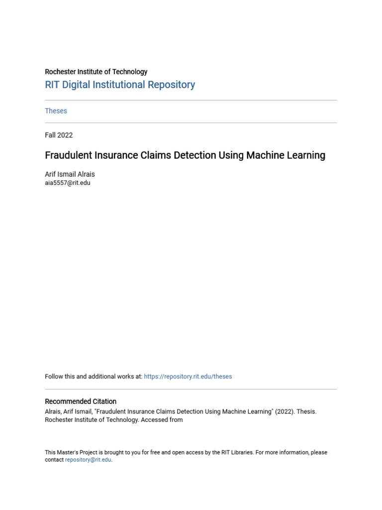 Insurance Fraud Detection with ML | PDF | Machine Learning | Data Analysis