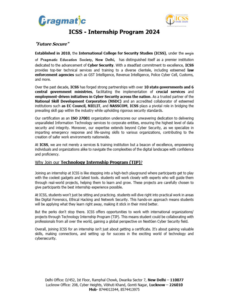 ICSS Technology Internship Program 2024 | PDF | Computer Security ...