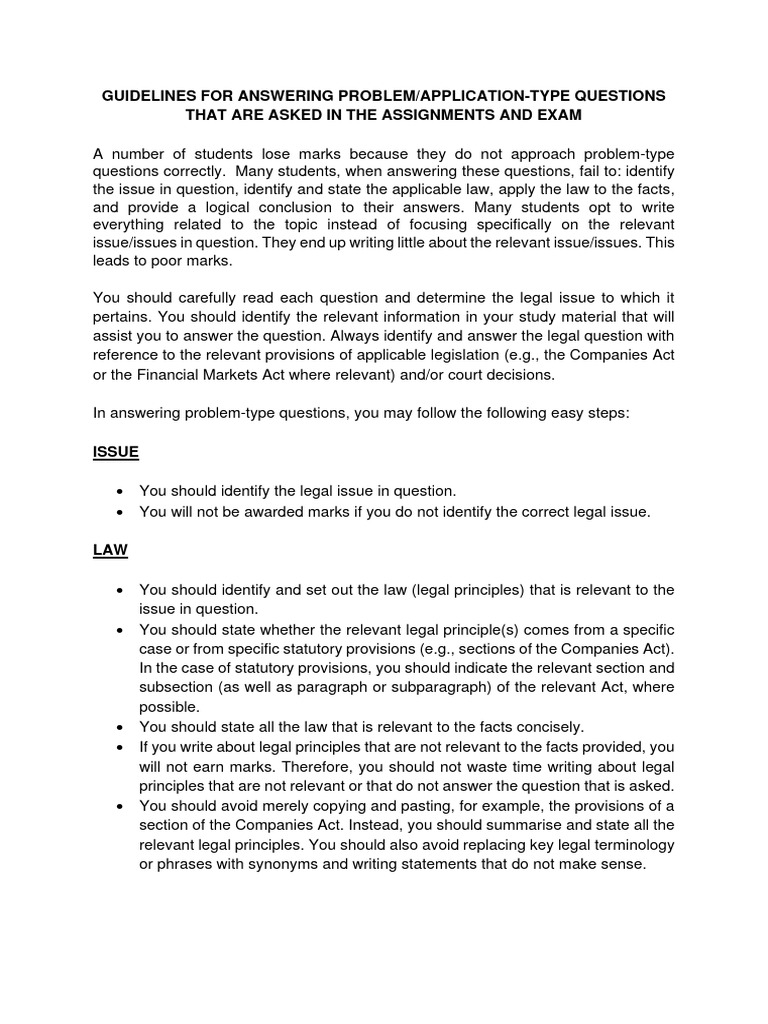 Guidelines For Answering Scenario-Based or Problem-Type Questions in ...