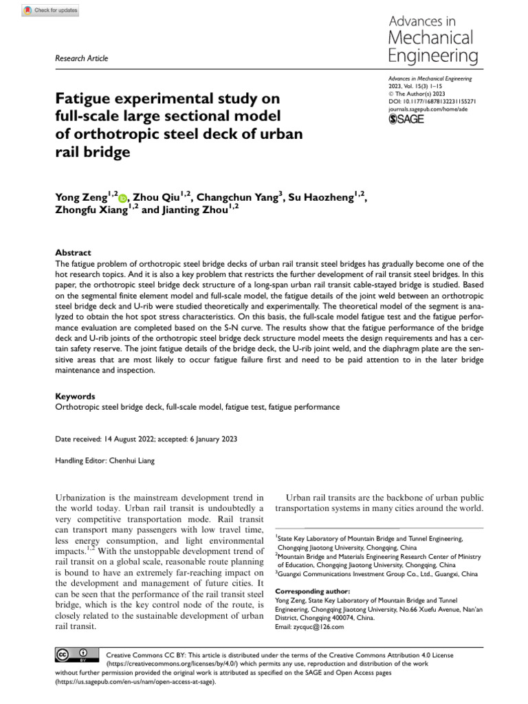 Fatigue Study of Urban Rail Bridge Deck | PDF | Fatigue (Material ...