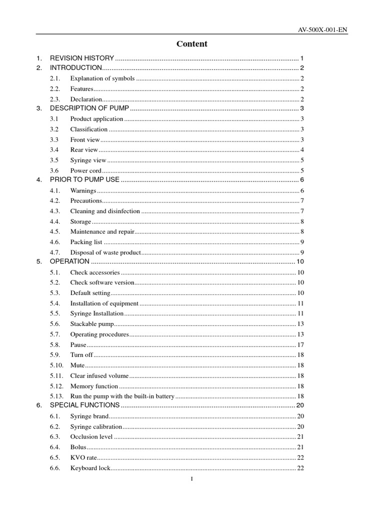 AV-500X Syringe Pump User Manual | PDF | Syringe | Injection (Medicine)