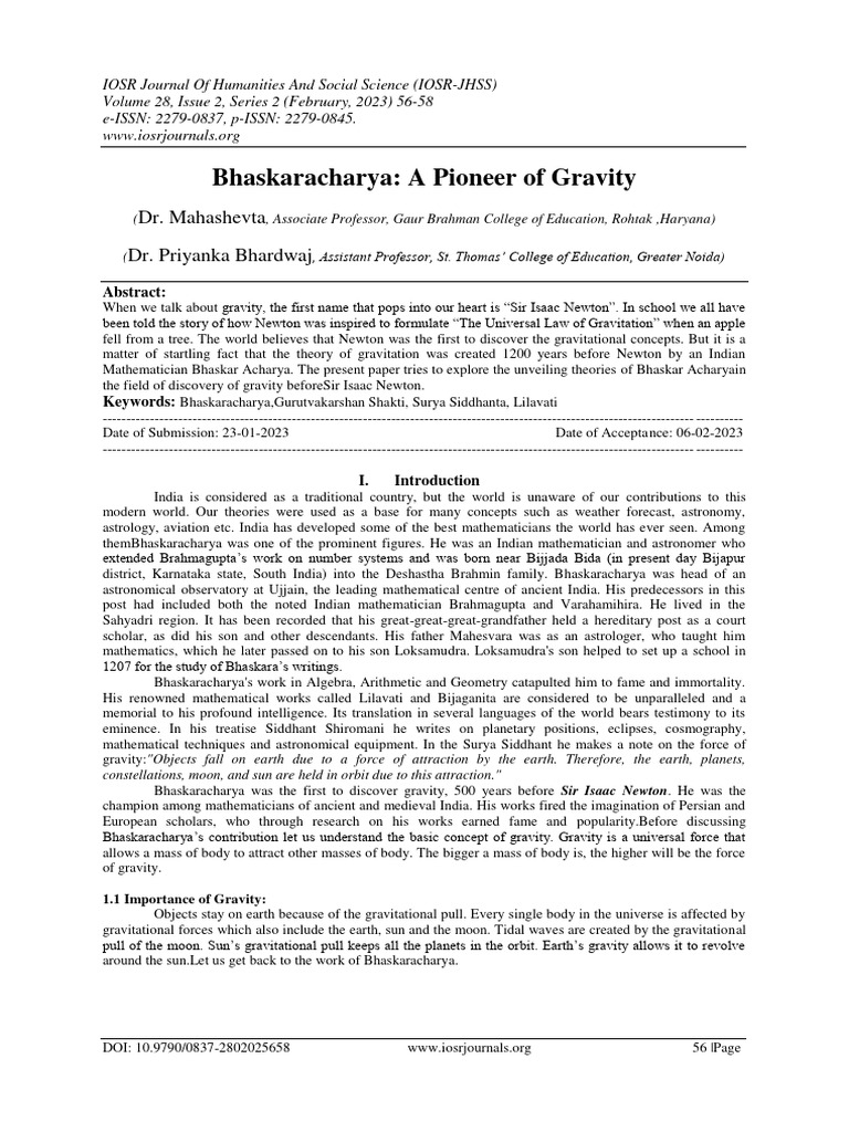 Bhaskaracharya: Gravity's True Pioneer | PDF | Science | Mathematics