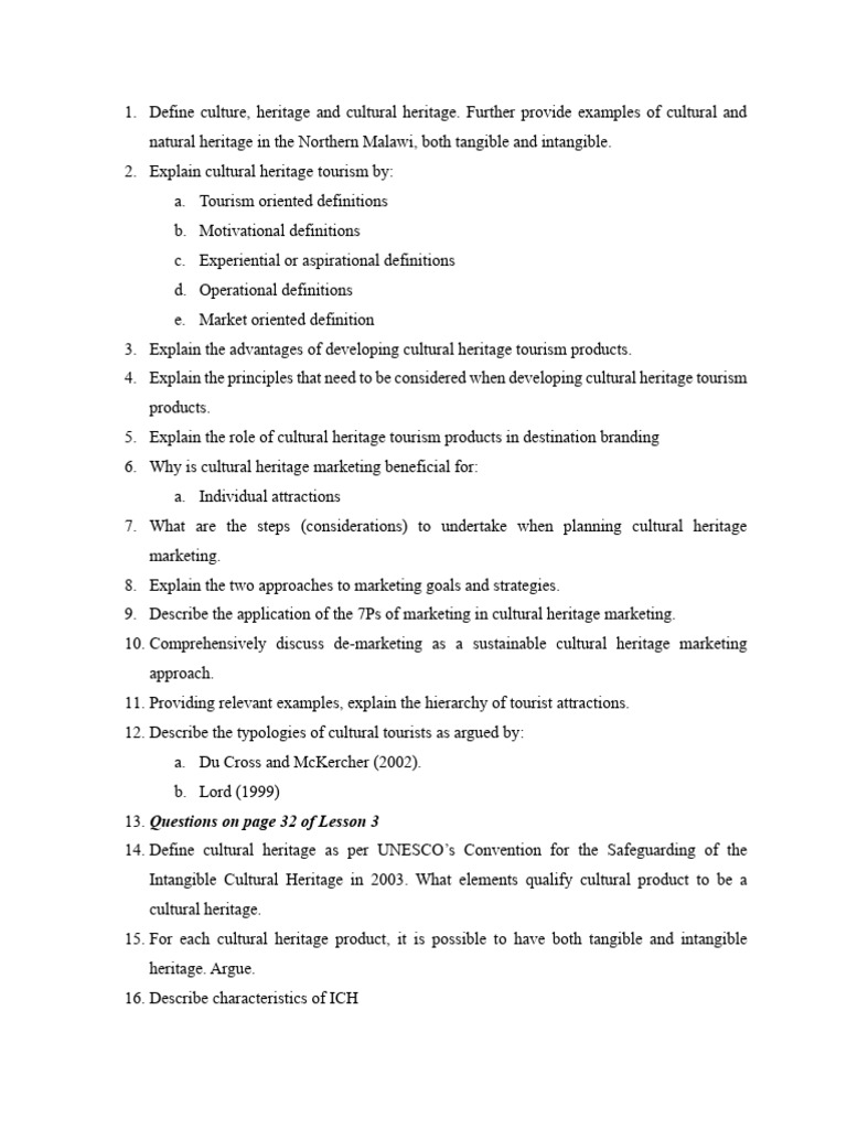 Cultural Heritage Study Q&as | PDF | Tourism | Cultural Heritage