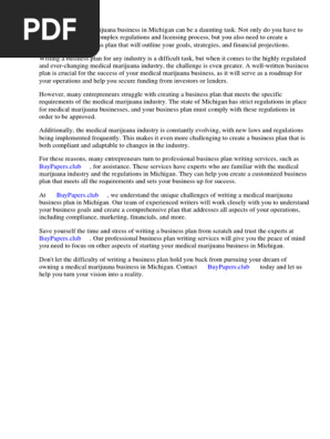 Medical Marijuana Business Plan Michigan