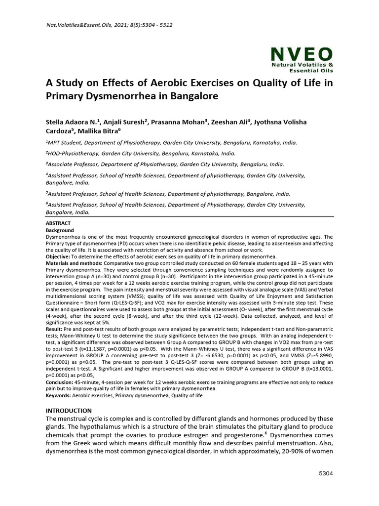 A Study On Effects of Aerobic Exercises On Quality of Life in Primary ...