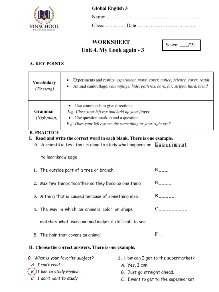 Unit+4 Week+14 Ws.phiếu+Cuối+Tuần | PDF | Penguin | Zoology