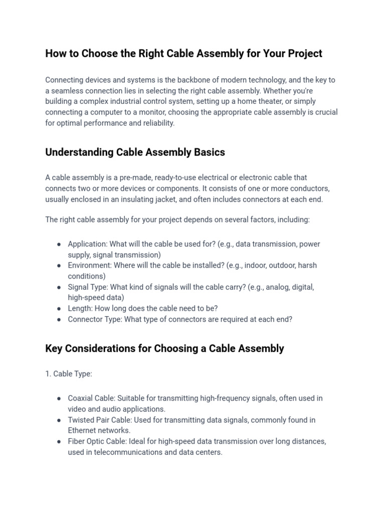 Selecting the Ideal Cable Assembly | PDF | Electrical Connector ...