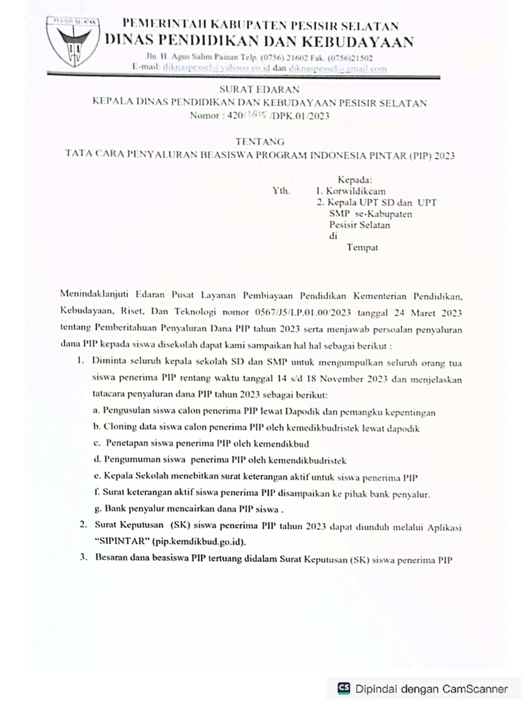 Surat Edaran PIP | PDF