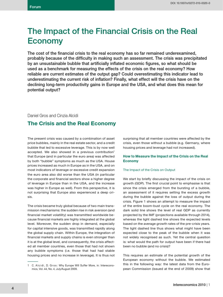 Economic Impact of the Financial Crisis | PDF | Economic Bubble ...