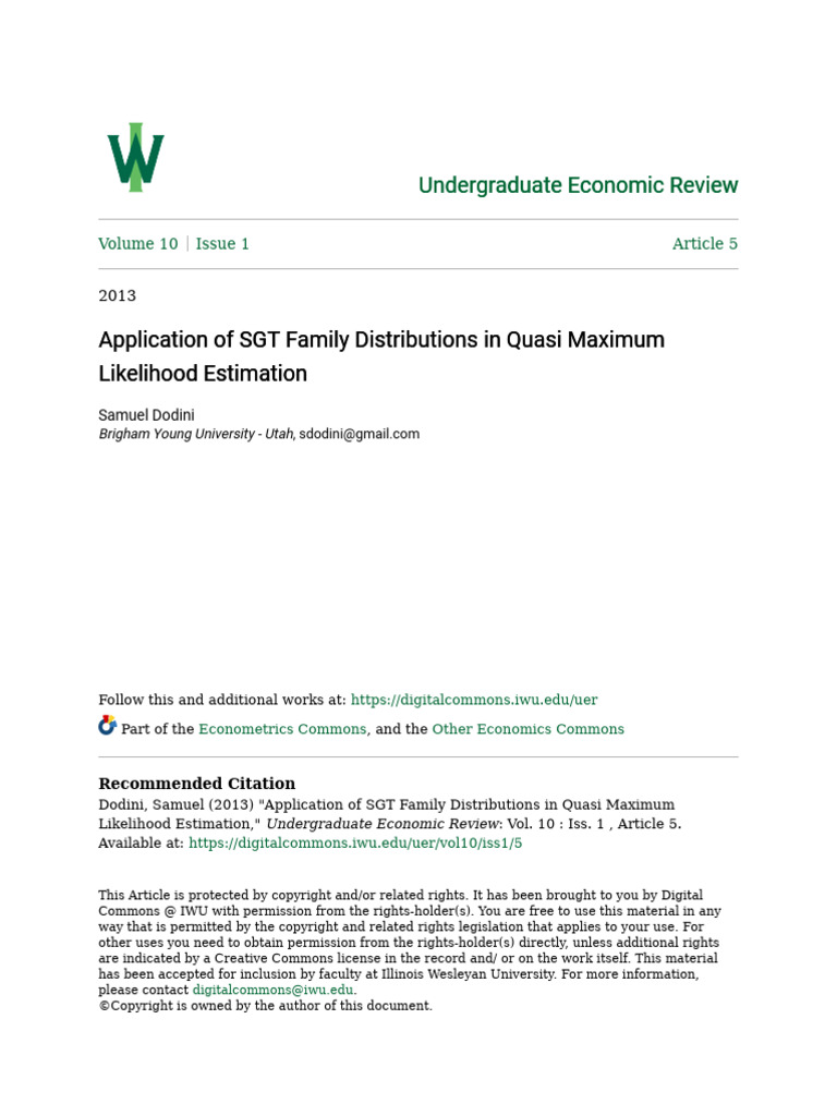 Application of SGT Family Distributions in QMLE | PDF | Ordinary Least ...