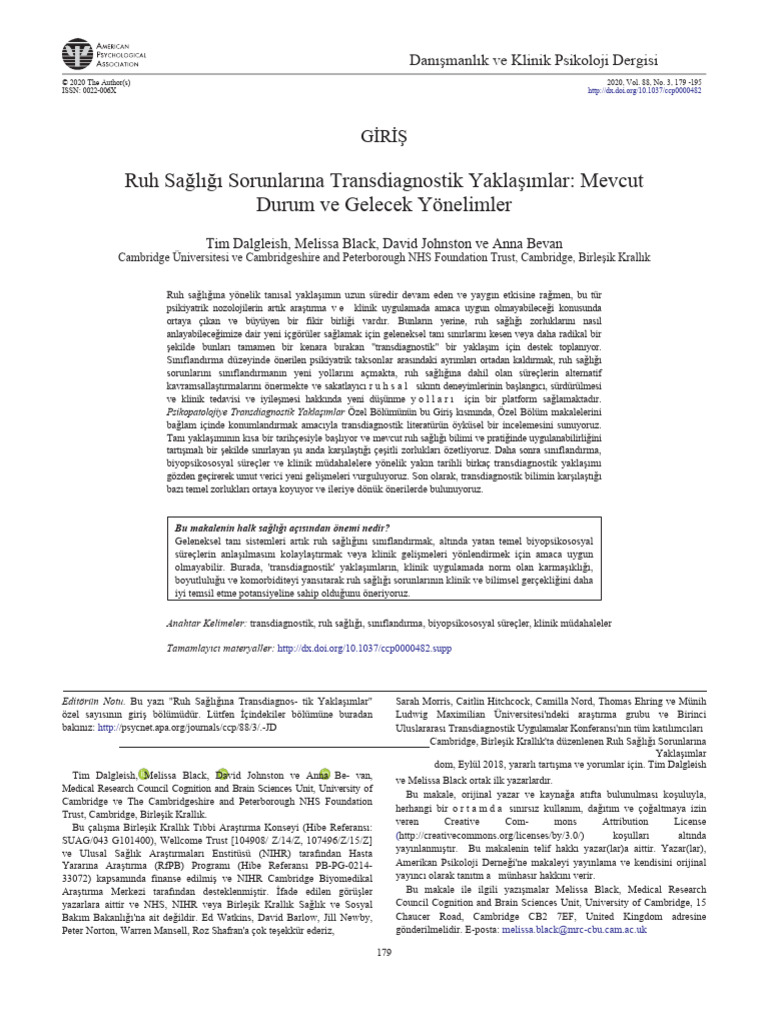 Transdiagnostic Approaches To Mental Health Problems Tr Pdf